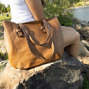 Leather Tote bag. Oversize genuine leather